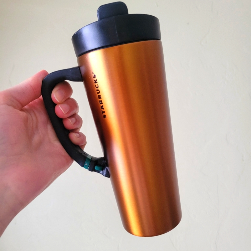 Vintage Starbucks Metallic Orange Travel Tumbler